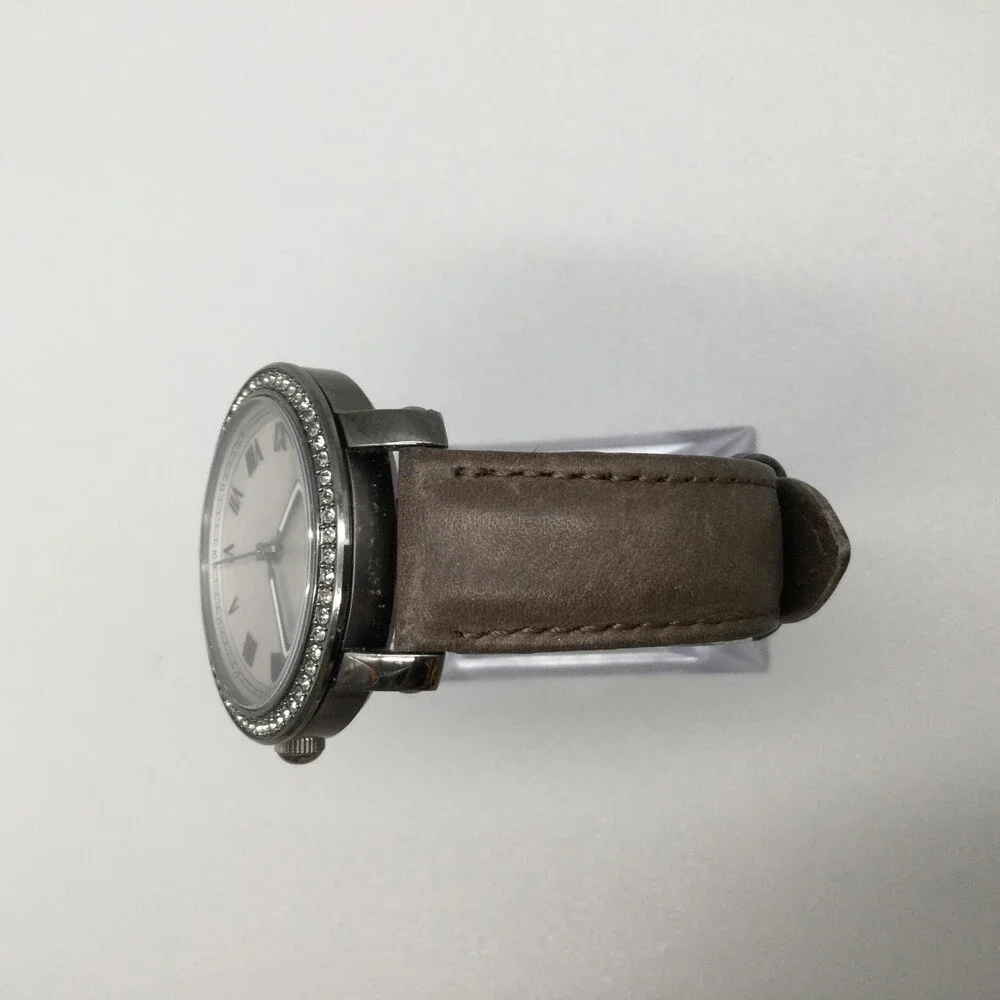 Fossil Emma ES3148 Womens Watch 38mm MOP Brown Leather Crystals New Battery